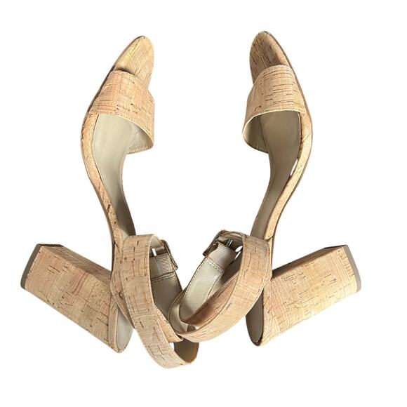 Ann Taylor Leda Natural Cork Block High Heel Sandal Size 8 1/2 - Picture 8 of 10